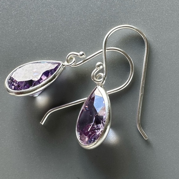 Sterling Silver Crystal Gemstone Drop Earrings - Picture 10 of 14